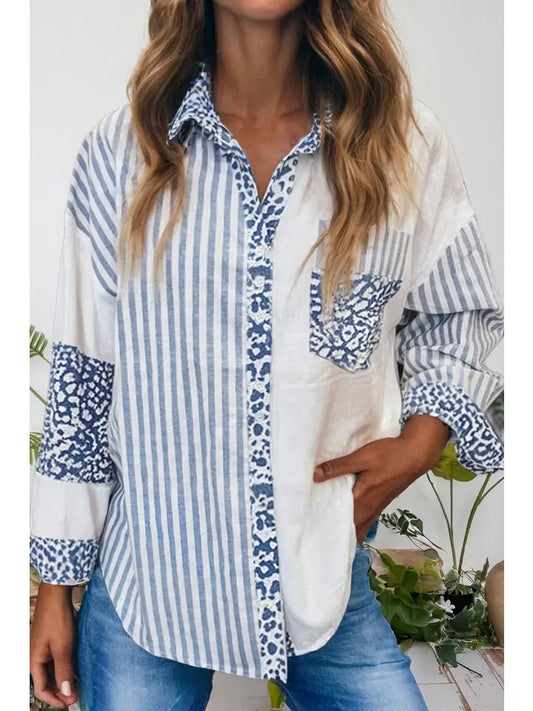 Leopard Striped Button-Down