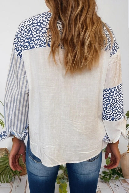 Leopard Striped Button-Down