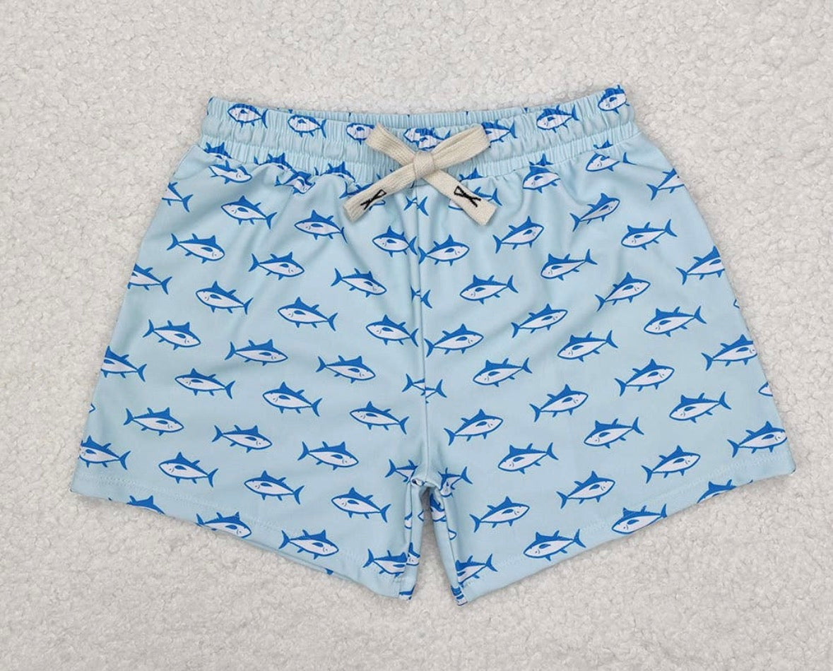 Blue Sharks Swim Trunks (PREORDER)