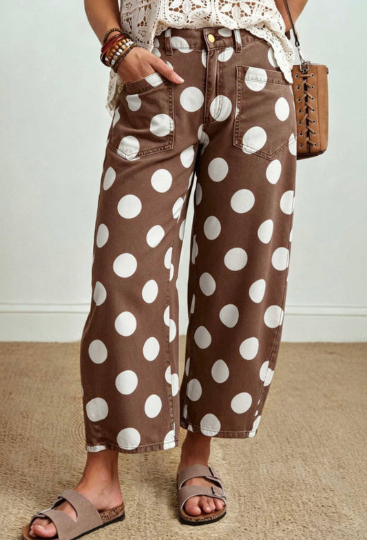 Brown Polka Dot Jeans Preorder