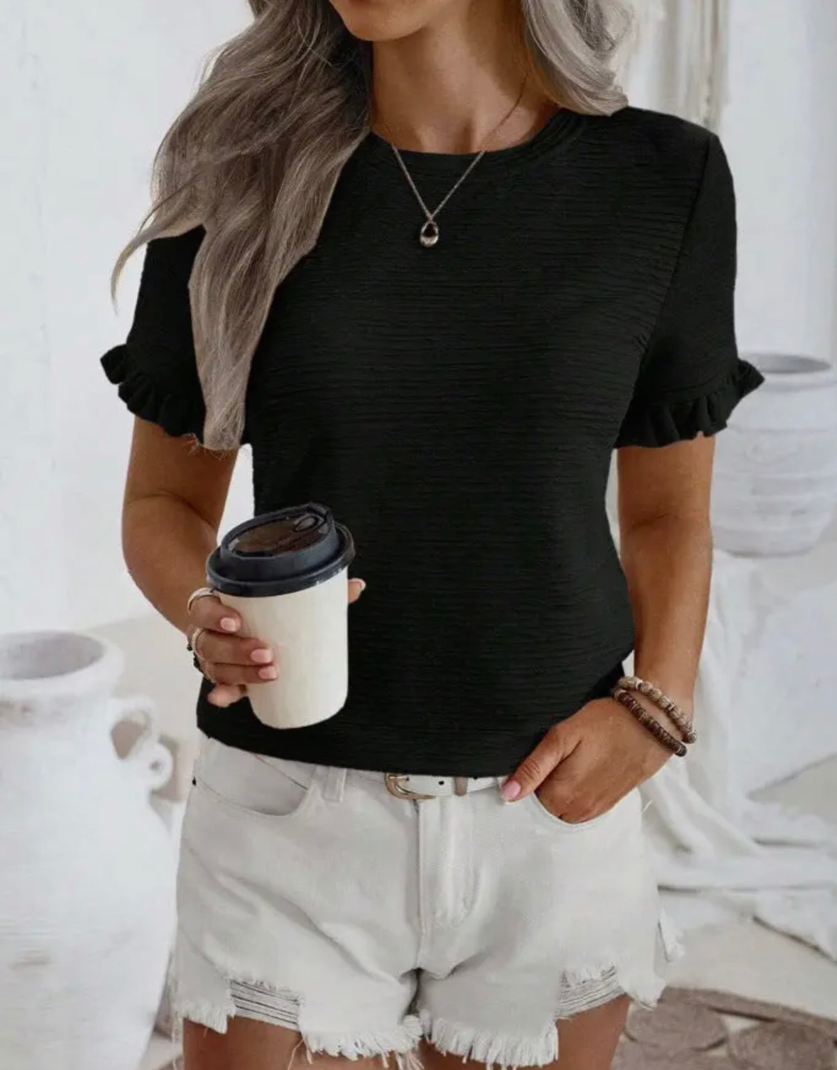 Basic Black Ruffle Top